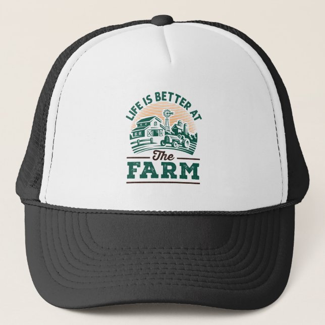 Gorra De Camionero La Vida Es Mejor En La Granja (Anverso)