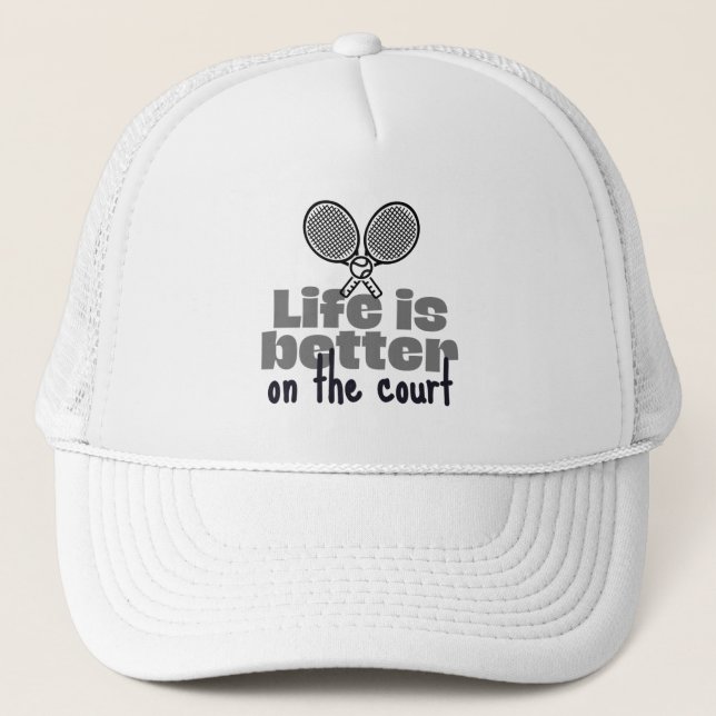 Gorra De Camionero La vida es mejor en la pista de tenis (Anverso)