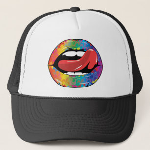 Gorra De Camionero Labios de Fleur De Rainbow Licking