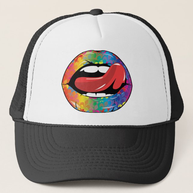 Gorra De Camionero Labios de Fleur De Rainbow Licking (Anverso)