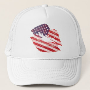 Gorra De Camionero Labios del beso con la bandera americana