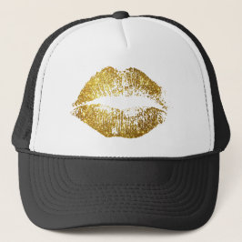 Gorra De Camionero Labios del purpurina del oro