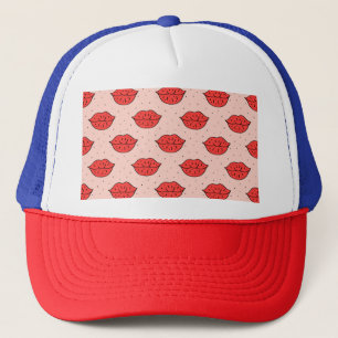 Gorra De Camionero labios personalizados: patrón de doodle feminista.