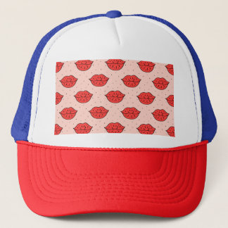 Gorra De Camionero labios personalizados: patrón de doodle feminista.