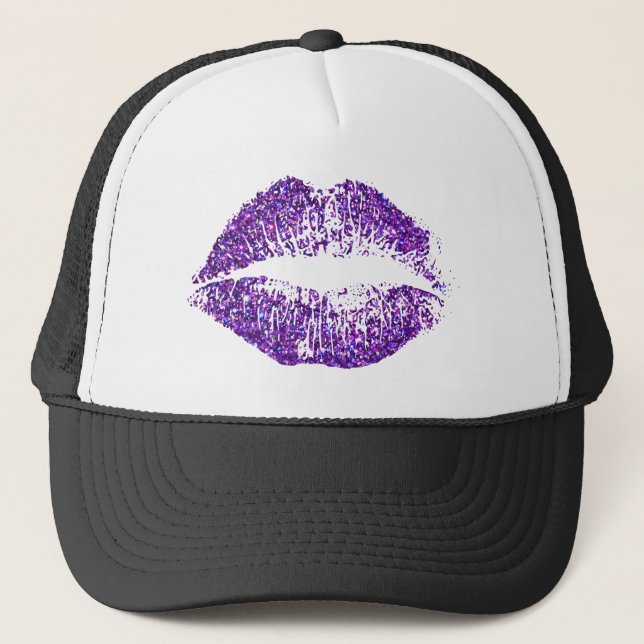 Gorra De Camionero Labios púrpuras del purpurina (Anverso)