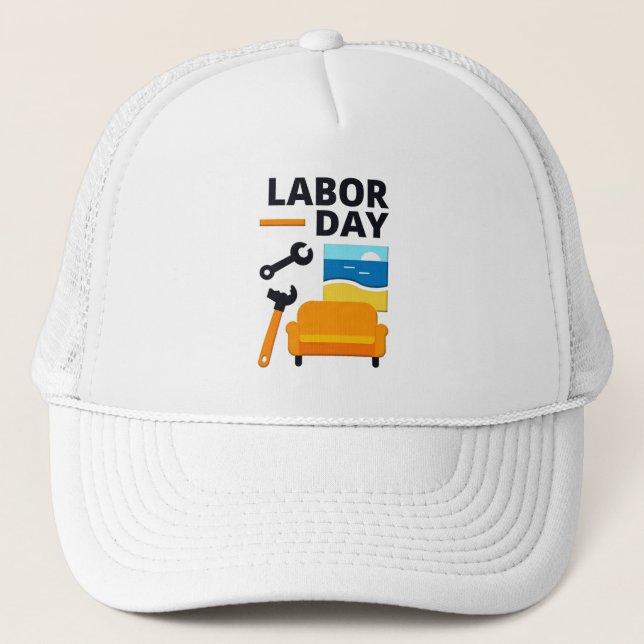 Gorra De Camionero Labor Day Work Hard Relax Design with Tools (Anverso)