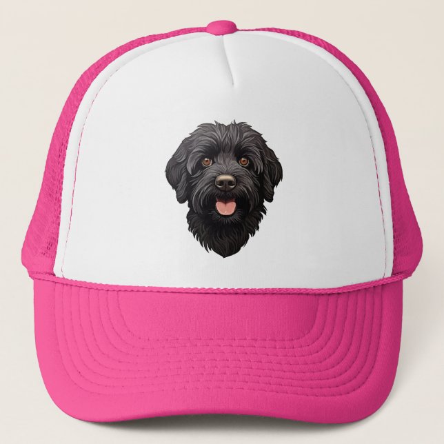 Gorra De Camionero Labradoodle Perro Negro (Anverso)