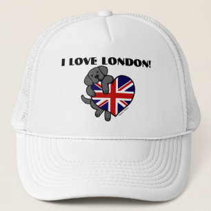 Gorra De Camionero Labrador negro y dibujo animado del corazón 2 de