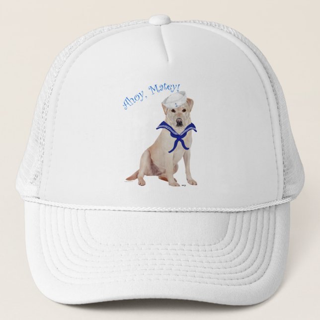 Gorra De Camionero Labrador Retriever Amarillo Marinero (Anverso)