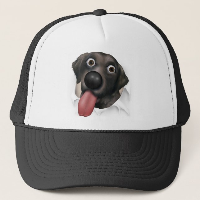 Gorra De Camionero Labrador retriever (negro) que revienta hacia (Anverso)