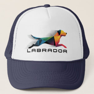 Gorra De Camionero Labrador retriever poligonal en amarillo y azul