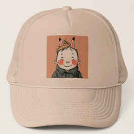 Gorra De Camionero Lächelnder Junge mit Hasenohren Kindliche Freude 