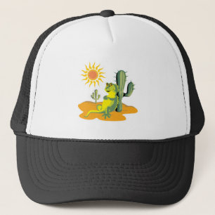 Gorra De Camionero lagarto feliz en el desierto