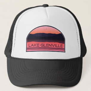 Gorra De Camionero Lago Glenville North Carolina Red Sunrise