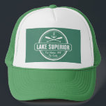 Gorra De Camionero Lago Superior, ciudad personalizado, nombre, ancla<br><div class="desc">Este diseño de ancla náutica del Lago Superior se personaliza con tu ciudad o área favorita de Minnesota, Wisconsin, Michigan o Ontario (como Duluth, Beaver Bay, Lutsen, Grand Marais, Two Harbors, Bayfield, Madeline Island, Baileys Harbor, Egg Harbor, Sturgeon Bay, Marquette, Munising, Big Bay, Thunder Bay, etc.). ) y su nombre...</div>