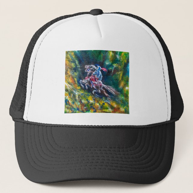 GORRA DE CAMIONERO LANCELOT DE NOCHE, CABALLO EN BOSQUE VERDE (Anverso)