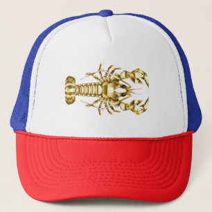 Gorra De Camionero Langosta de bogavante poligonal dorada sobre negro