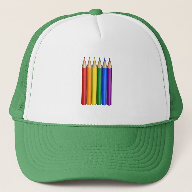 Gorra De Camionero Lápices de orgullo arcoiris (Anverso)