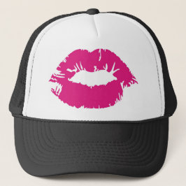 Gorra De Camionero Lápiz labial rosado del fruncido