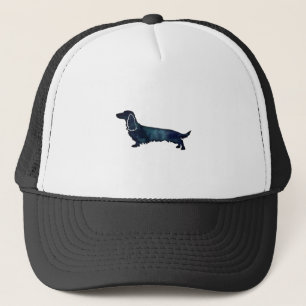 Gorra De Camionero Larga silueta haitiana de Dachshund color de agua