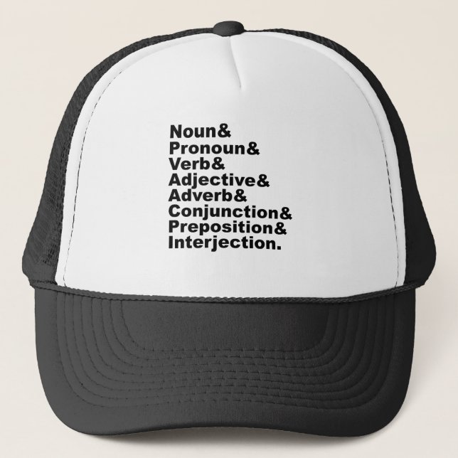 Gorra De Camionero Las 8 partes del discurso en inglés (Anverso)