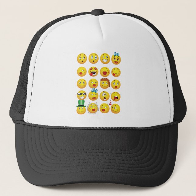 Gorra De Camionero Las caras divertidas de la emoji refrescan (Anverso)