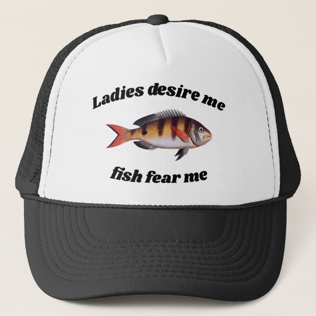 Gorra De Camionero Las damas me desean, los peces me temen Funny Fish (Anverso)