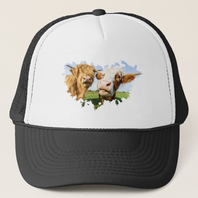 Gorra De Camionero Las divertidas vacas de Highland (Anverso)