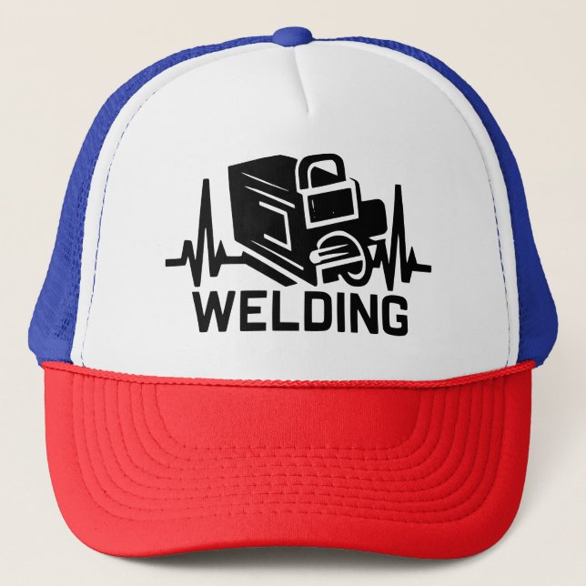 Gorra De Camionero latido de un soldador - Diseño de pulso comercial  (Anverso)