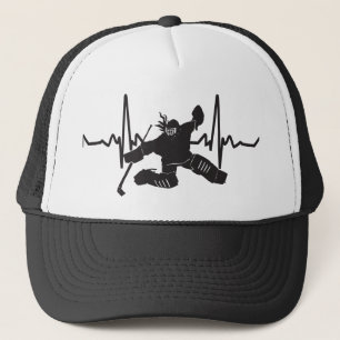 Gorra De Camionero latido del corazón femenino del hockey del portero