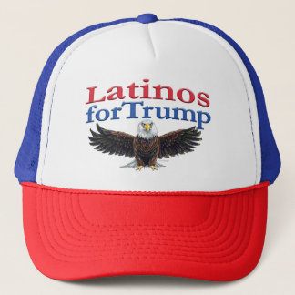 Gorra De Camionero Latinos por Trump Águila Roja, Blanca y Azul