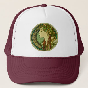 Gorra De Camionero Laurel, Alphonse Mucha Vintage Art Nouveau