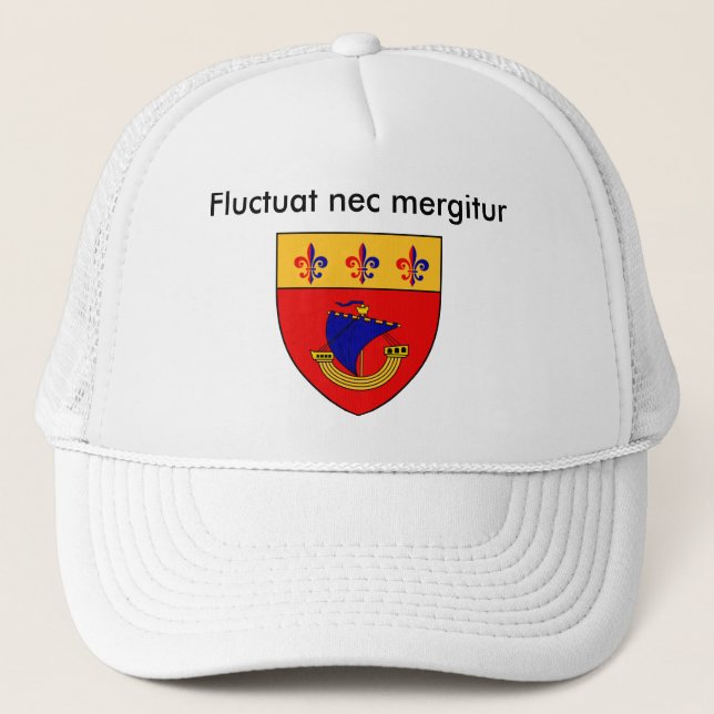 Gorra De Camionero lavado con los brazos, Fluctuat nec mergitur (Anverso)