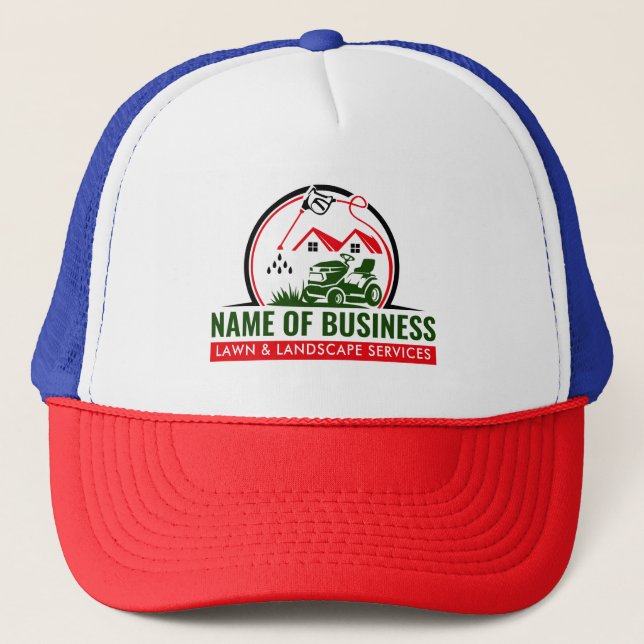 Gorra De Camionero Lawn Mower Red Green Landscaping Services (Anverso)