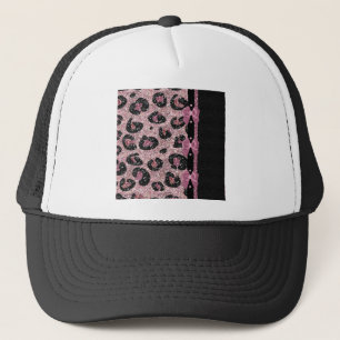 Gorra De Camionero Lazos de cinta de estampado de leopardo rosa RAB R