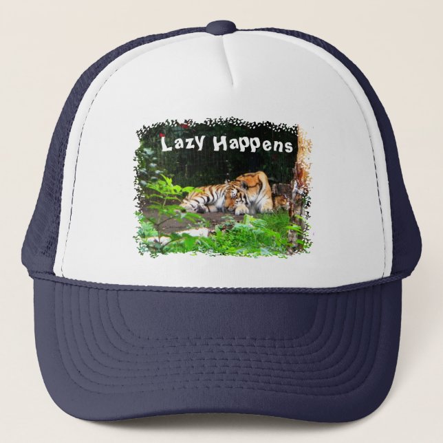Gorra De Camionero Lazy pasa tigre siberiano (Anverso)