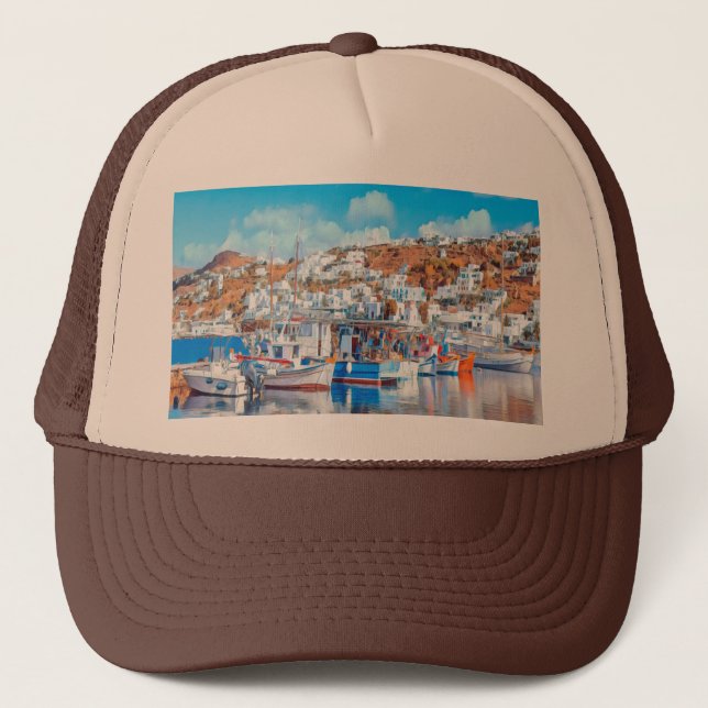 Gorra De Camionero ldp MYKONOS - barcos de pesca - puerto - panorama (Anverso)