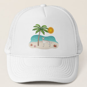 Gorra De Camionero Lebrel Italiano Crema en Playa Veraniega Tropical