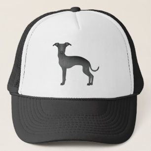 Gorra De Camionero Lebrel italiano negro de dibujos animados lindo