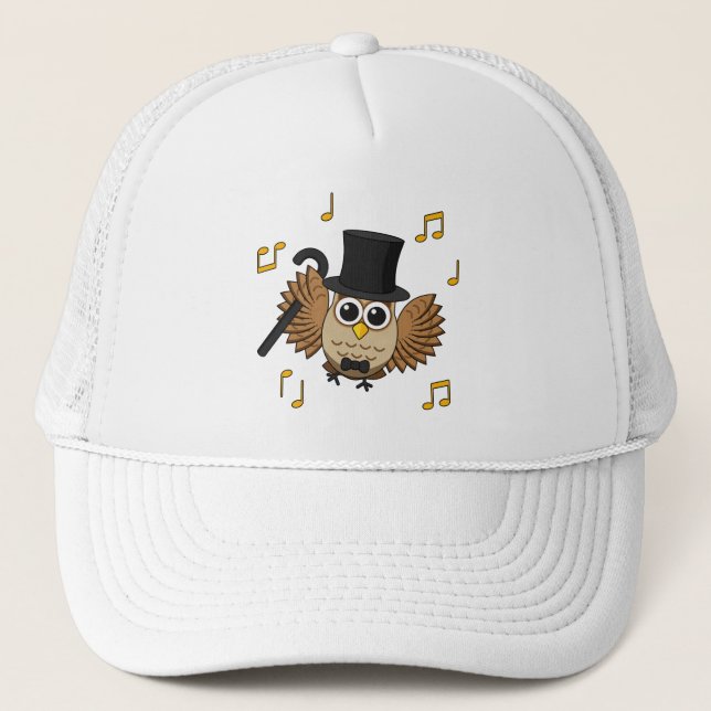 Gorra De Camionero Lechuza bailarina con Personalizado de notas music (Anverso)
