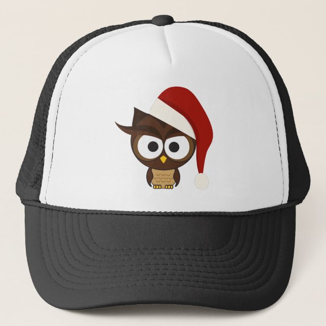 Gorra De Camionero Lechuza enojada usando Santa Hat (Anverso)