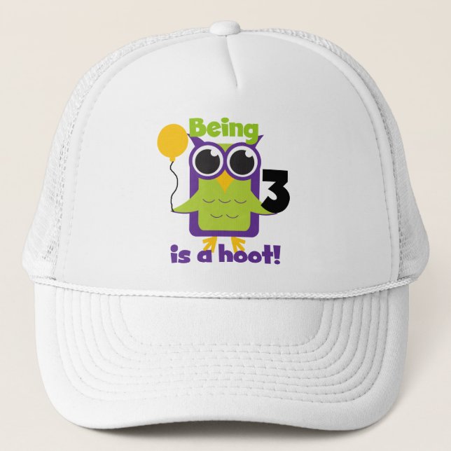 Gorra De Camionero Lechuza Hoot 3er cumpleaños camisetas y regalos (Anverso)