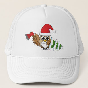 Gorra De Camionero Lechuza navidad con hacha y pino nevado