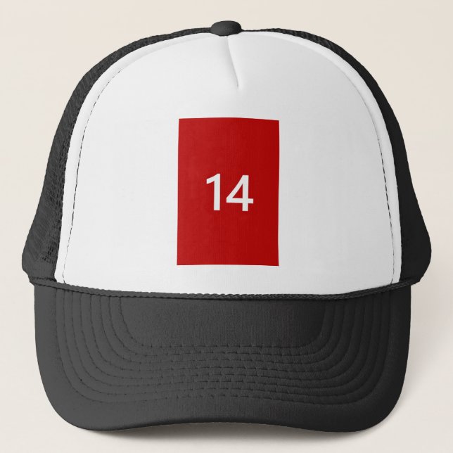 Gorra De Camionero Legendario Nº 14 en rojo y blanco (Anverso)