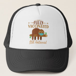 Gorra De Camionero Lema de sueño antisocial completamente vacunado