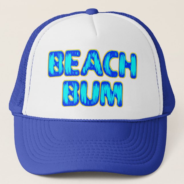 Gorra De Camionero Lema gracioso de Beach Bum en azul (Anverso)