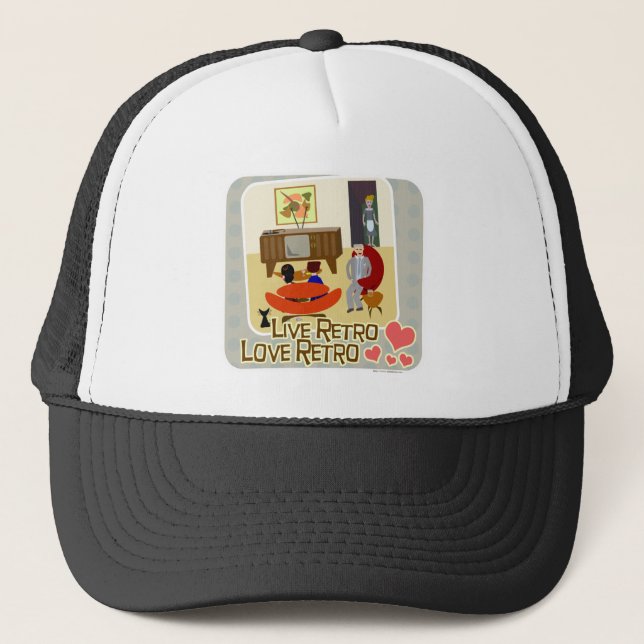 Gorra De Camionero Lema retro del amor retro vivo (Anverso)
