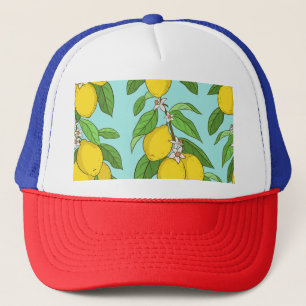 Gorra De Camionero Lemones, El Fondo Azul Vibrante No Tiene Percanto.