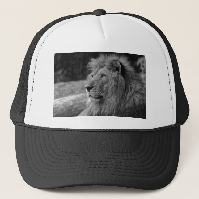 Gorra De Camionero León blanco y negro - Animal salvaje (Anverso)