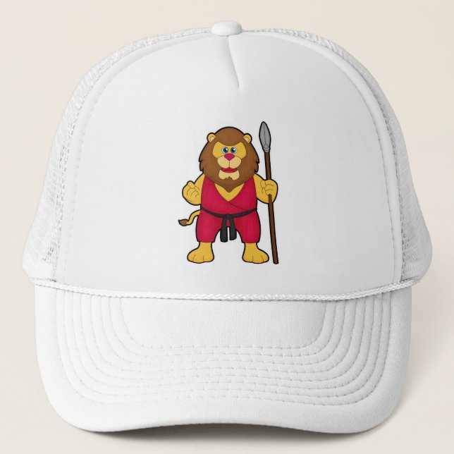 Gorra De Camionero León como guerrero con Spear (Anverso)